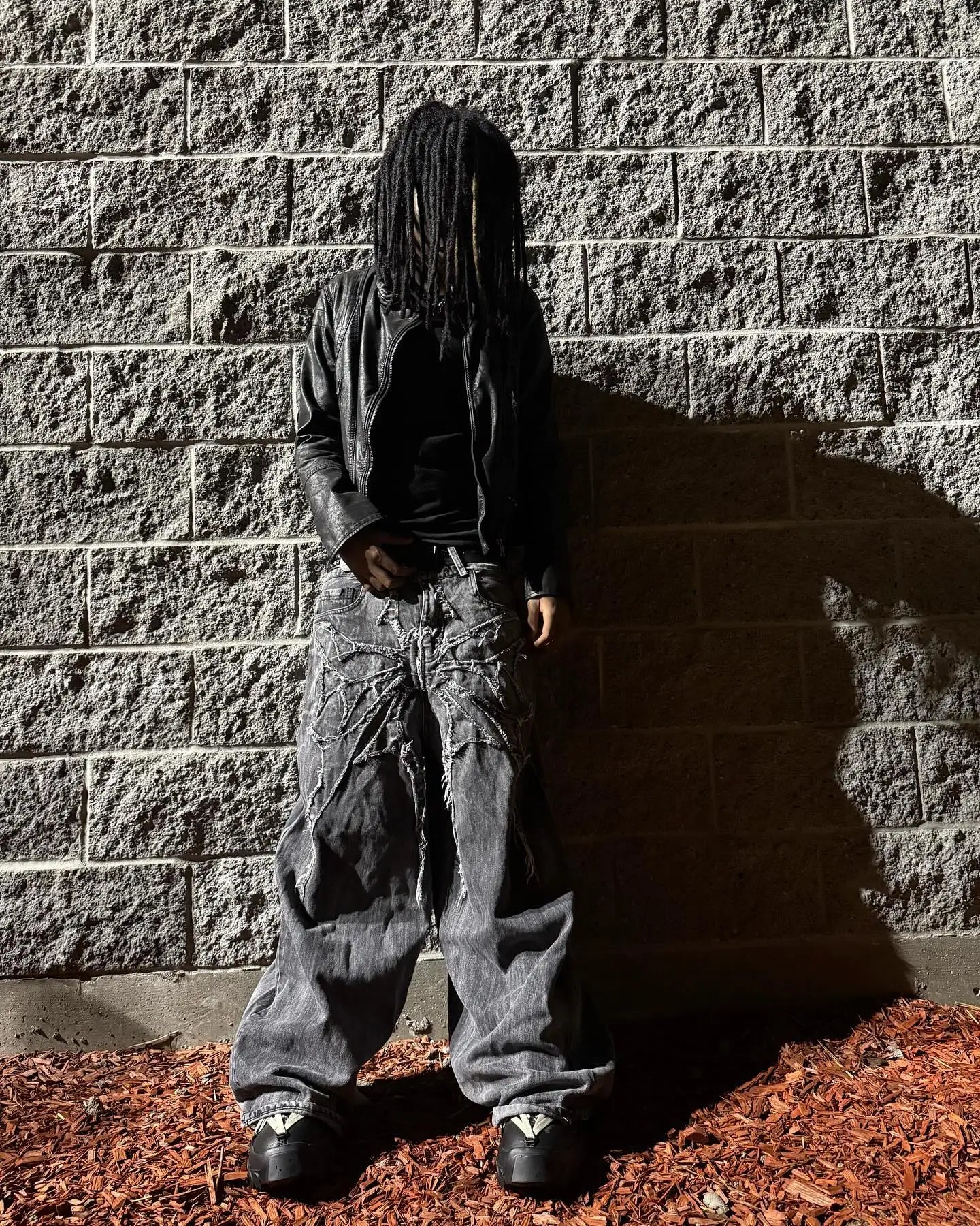 Y2K Phantom Jeans High Street Spider Embroidered Patch Hip Hop Streetwear Gothic Retro Oversized Baggy Fit Unisex Mopping Pants